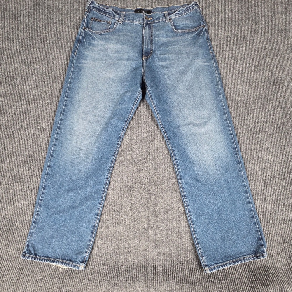 Calvin Klein Jeans Mens 40 Waist Blue Wash Denim Straight Leg Pants